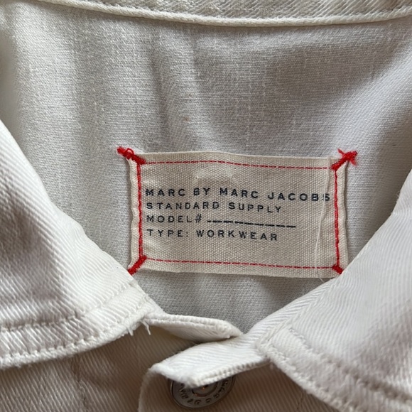 Marc by Marc Jacobs Alexa white distressed cotton jean jacket size medium - Picture 5 of 16